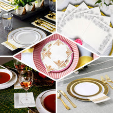 20 Pack White Paper Napkins with Gold Greek Key Design