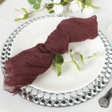 Burgundy Gauze Cheesecloth Napkins - Add Boho Elegance to Your Table