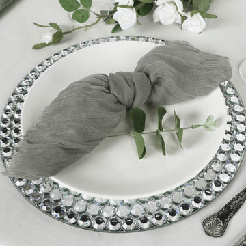 Elevate Your Dining Experience with Gray Gauze Cheesecloth Boho Dinner Napkins