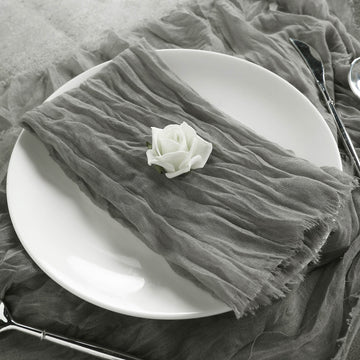 Unleash Your Creativity with Gray Gauze Cheesecloth Boho Dinner Napkins