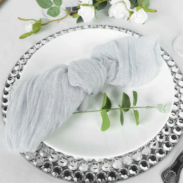 Silver Gauze Cheesecloth Boho Dinner Napkins