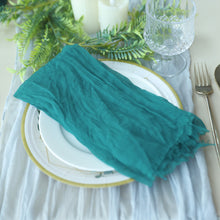 5 Pack Of Peacock Teal Gauze Cheesecloth Napkins For Boho Dinner 24 Inch By 19 Inch