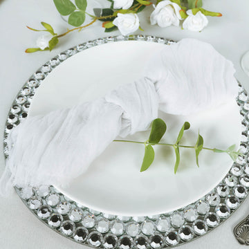 Elegant White Gauze Cheesecloth Napkins for a Boho Dinner