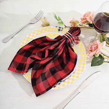 Buffalo Plaid Dinner Napkins Black and Red Gingham 15 Inch x 15 Inch 5 Pack