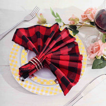 Gingham Style Cloth Napkins in Black and Red 15 Inch x 15 Inch 5 Pack