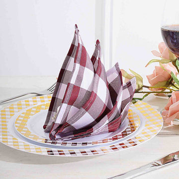 Create a Stunning Table Setting with Burgundy/White Checkered Napkins