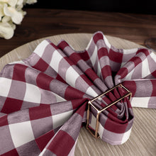 Gingham Style Cloth Napkins in Burgundy and White 15 Inch x 15 Inch 5 Pack
