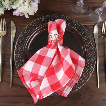 Elevate Your Table Decor with Red/White Buffalo Plaid Dinner Napkins