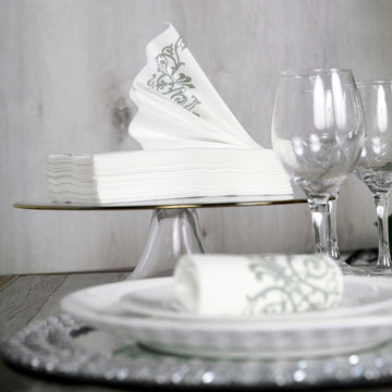 Create a Memorable Event with Silver Foil White Airlaid Soft Linen-Feel Paper Dinner Napkins