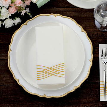 Create a Glamorous Tablescape with White/Gold Airlaid Soft Linen-Feel Paper Dinner Napkins