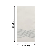 20 Pack White and Silver Linen Feel Airlaid Disposable Hand Towels with Wave Design 