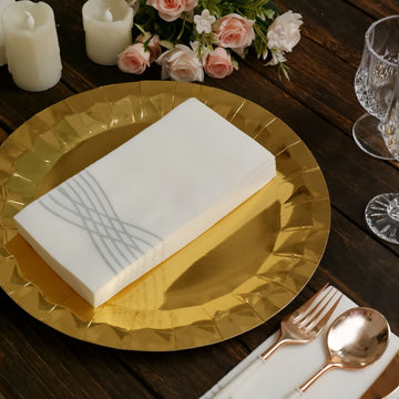Create Unforgettable Moments with White / Silver Airlaid Soft Linen-Feel Paper Dinner Napkins