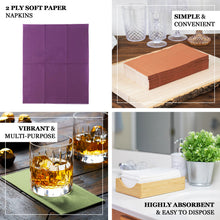 50 Pack | 2 Ply Soft Purple Dinner Party Paper Napkins