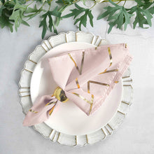Blush Rose Gold Modern 20x20 Inch Dinner Napkins With Gold Geometric Design