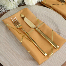 20 Inch x 20 Inch Polyester Gold Cloth Napkins with Gold Foil Geometric Design Pack of 5
