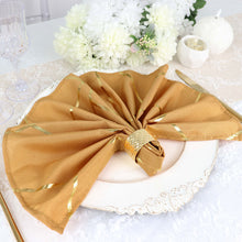 Pack of 5 Polyester Gold Cloth Napkins with Gold Foil Geometric Design 20 Inch x 20 Inch