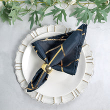 Geometric Gold Design Modern Cloth Dinner Napkins Navy Blue 20x20 Inch