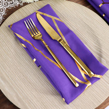 20 Inch x 20 Inch Polyester Purple Cloth Napkins with Gold Foil Geometric Design Pack of 5