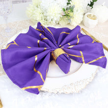 Pack of 5 Polyester Purple Cloth Napkins with Gold Foil Geometric Design 20 Inch x 20 Inch