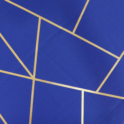 Blue paper with geometric gold lines design.