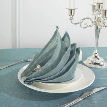Elevate Your Tablescapes with Dusty Blue Slubby Textured Cloth Dinner Napkins