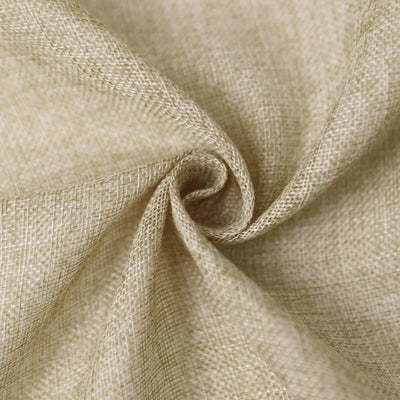 Close-up of textured beige fabric showcasing intricate weave details.