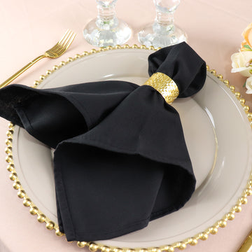 Luxurious Black Polyester Dinner Napkins for Unforgettable Events