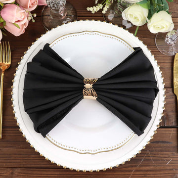 Elevate Your Table Setting with Black Premium Polyester Dinner Napkins