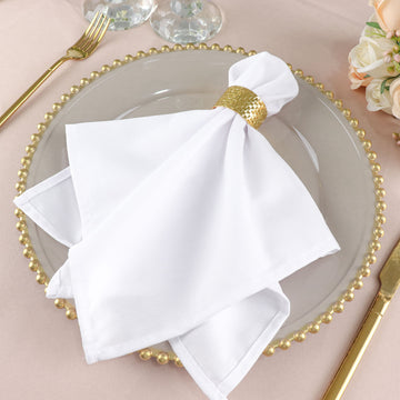 Luxurious White Premium Polyester Dinner Napkins for Lasting Elegance
