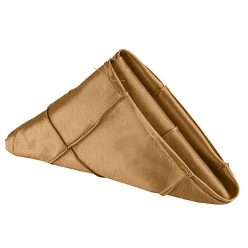 Bulk Pack of Gold Pintuck Satin Napkins for Your Event Needs