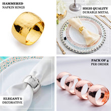 Gold Hammered Pattern Napkin Rings 4 Pack