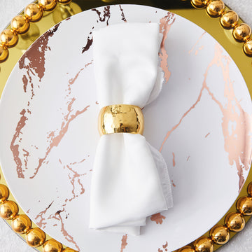 Add Elegance to Your Table with Metallic Gold Hammered Pattern Napkin Rings
