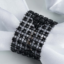 Black Diamond Rhinestone Napkin Ring With Velcro - Set of 10