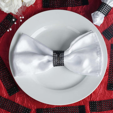 Add a Touch of Luxury with Black Diamond Rhinestone Napkin Rings
