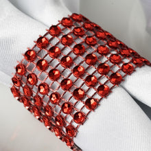 Set Of 10 Red Diamond Rhinestone Velcro Napkin Ring#whtbkgd