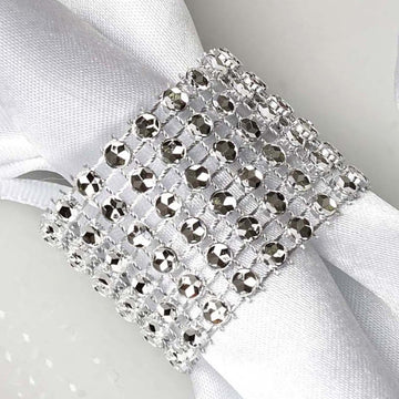 Add Elegance to Your Tablescape with Silver Diamond Rhinestone Napkin Rings