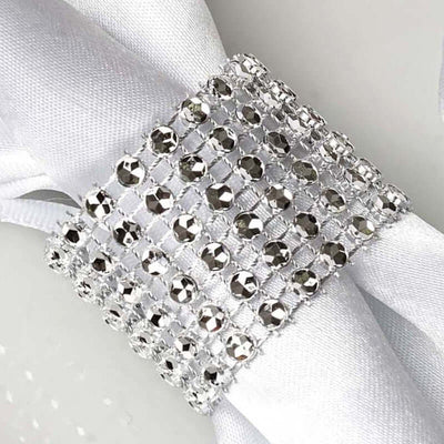 Silver rhinestone ribbon wrap for elegant decor.