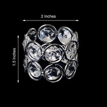 Set Of 4 Silver Acrylic Crystal Gem Beaded Napkin Rings