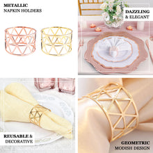 Geometric Design Napkin Rings in Rose Gold 5 Pack