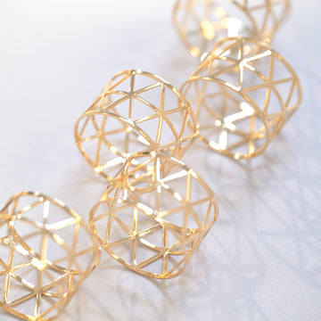 Create a Stunning Tablescape with Metallic Gold Geometric Napkin Rings