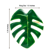 4 Pack Linen Napkin Ring Holders Metallic Gold Green Tropical Leaf