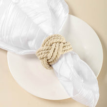 Cream Handmade Braided Knotted Jute Napkin Ring Holders 4 Pack