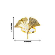 4 Pack Ginkgo Leaf Design Metallic Gold Ornate Linen Napkin Rings 