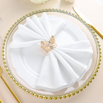 Add Glamour to Your Table with Metallic Gold Crown Rhinestone Napkin Rings
