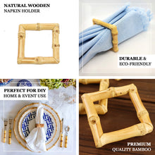 Natural Bamboo Napkin Holders And Rustic Wooden Square Napkin Rings 4 Pack