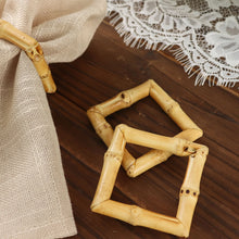 4 Pack Natural Rustic Wooden Square Napkin Rings Bamboo Napkin Holders