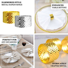 4 Pack Basket Weave Design Shiny Gold Metal Napkin Rings