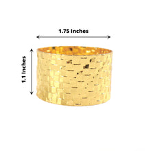4 Pack Metal Napkin Rings with Basket Weave Design in Shiny Gold Color