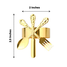 Fork Knife Spoon Design Metal Gold Napkin Rings 4 Pack