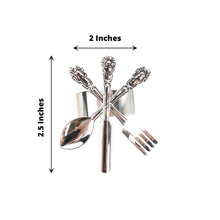Fork Knife Spoon Design Metal Silver Napkin Rings 4 Pack